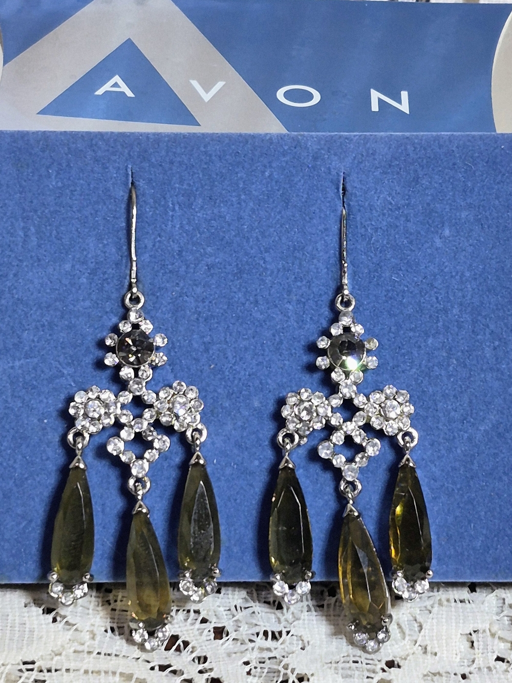 2006 Avon Black Diamond Chandelier Earrings